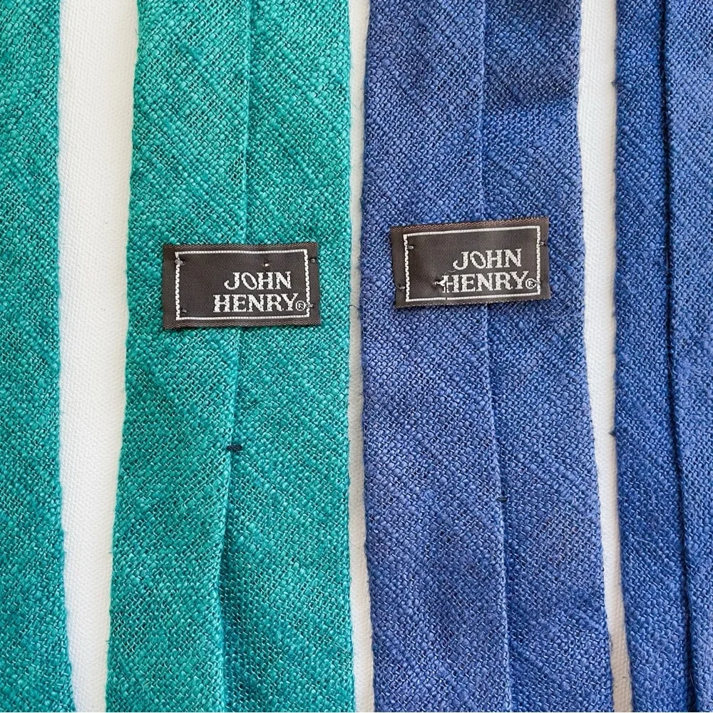 Vintage Lot 2 John Henry Wool Lambswool Knit Neck Ties Skinny 2.5” Wide - Picture 5 of 6